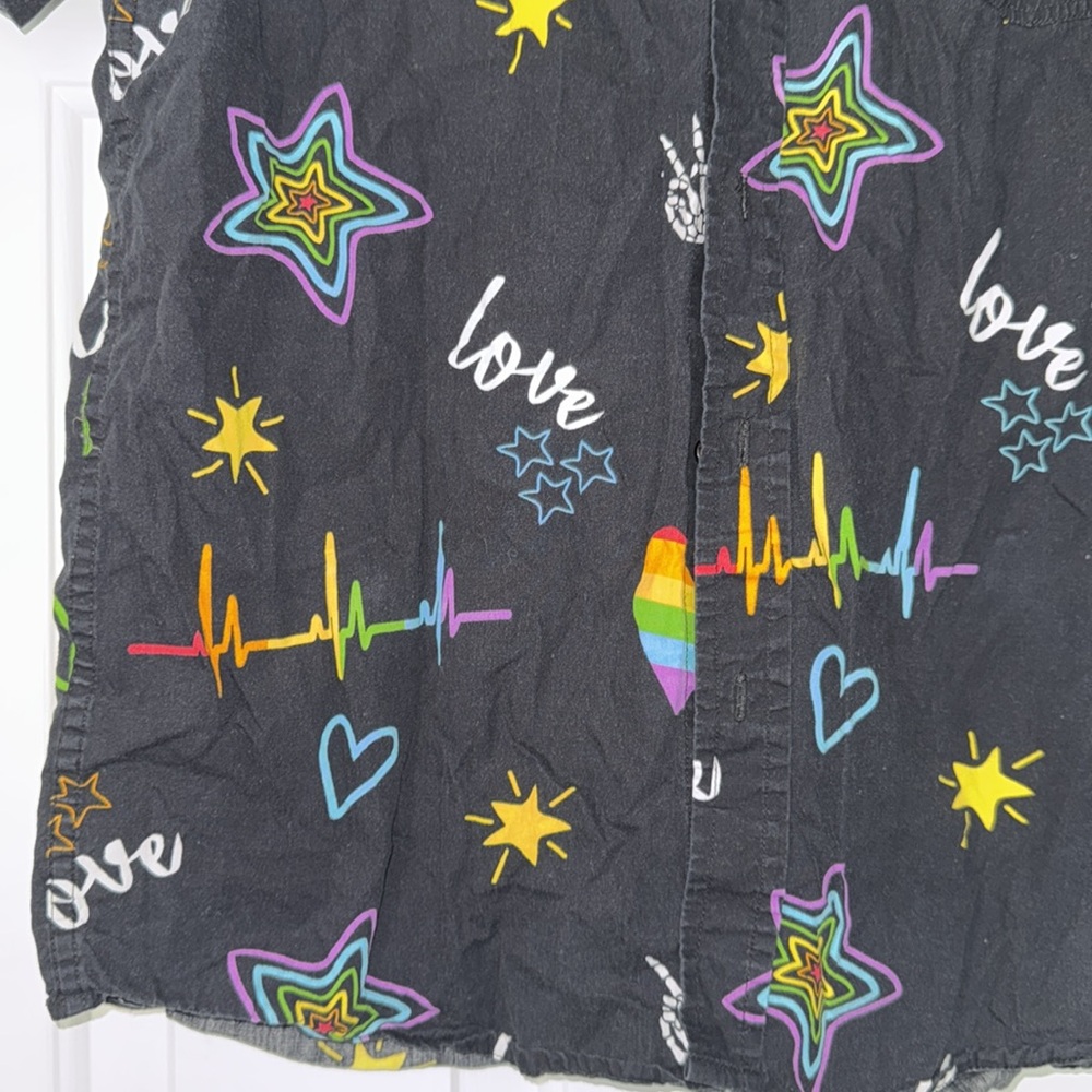 Black and Rainbow Button-Up Medium - Picture 3 of 8